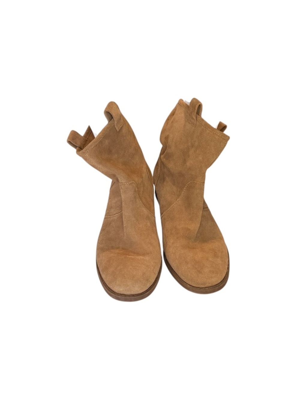 Sole Society Tan Suede Ankle Boots Size 10 Stacked Heel Booties - Picture 3 of 6